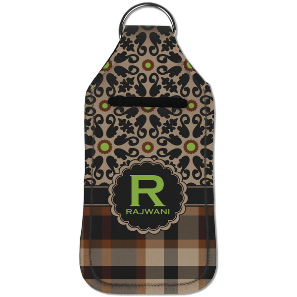 Moroccan Mosaic & Plaid Sanitizer Holder Keychain - Large (Front)