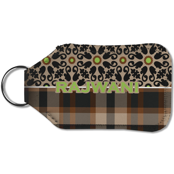Moroccan Mosaic & Plaid Sanitizer Holder Keychain - Small (Back)