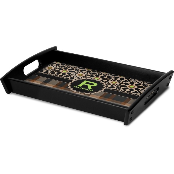 Moroccan Mosaic & Plaid Serving Tray Black - Corner