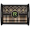 Moroccan Mosaic & Plaid Black Wooden Tray - Large (Personalized)