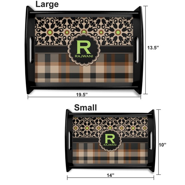 Moroccan Mosaic & Plaid Serving Tray Black Sizes