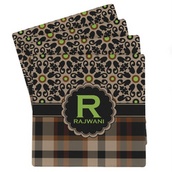 Moroccan Mosaic & Plaid Absorbent Stone Coasters - Set of 4 (Personalized)