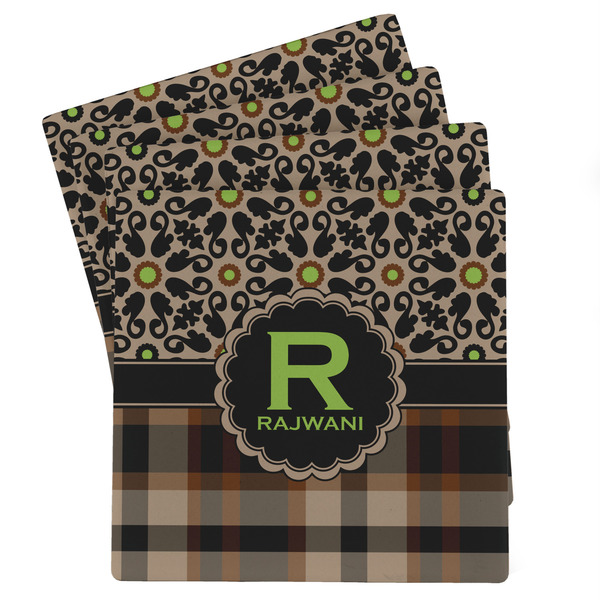 Custom Moroccan Mosaic & Plaid Absorbent Stone Coasters - Set of 4 (Personalized)