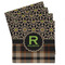 Moroccan Mosaic & Plaid Set of 4 Sandstone Coasters - Front View