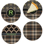 Moroccan Mosaic & Plaid Set of 4 Glass Appetizer / Dessert Plate 8" (Personalized)