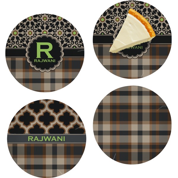 Custom Moroccan Mosaic & Plaid Set of 4 Glass Appetizer / Dessert Plate 8" (Personalized)