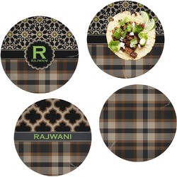 Moroccan Mosaic & Plaid Set of 4 Glass Lunch / Dinner Plate 10" (Personalized)