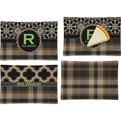 Moroccan Mosaic & Plaid Set of 4 Glass Rectangular Appetizer / Dessert Plate (Personalized)