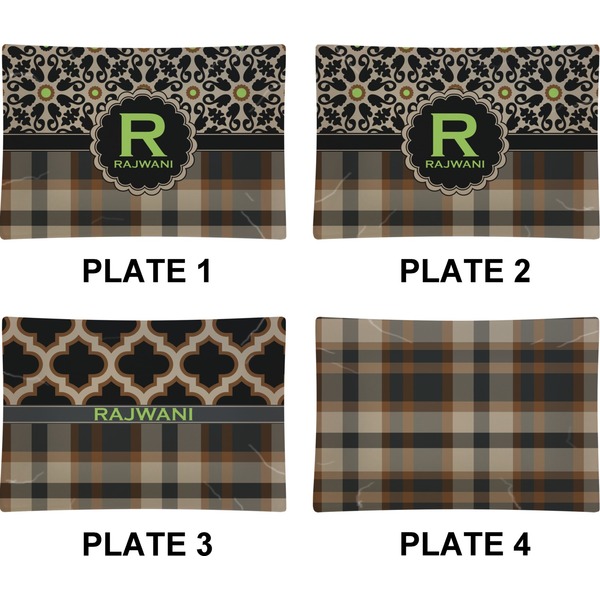 Moroccan Mosaic & Plaid Set of Rectangular Appetizer / Dessert Plates (Approval)