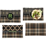 Moroccan Mosaic & Plaid Set of 4 Glass Rectangular Lunch / Dinner Plate (Personalized)