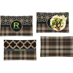 Moroccan Mosaic & Plaid Set of 4 Glass Rectangular Lunch / Dinner Plate (Personalized)