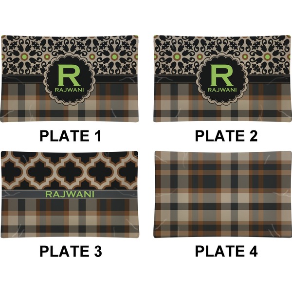 Moroccan Mosaic & Plaid Set of Rectangular Dinner Plates (Approval)