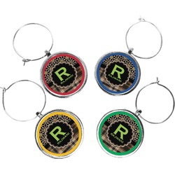Moroccan Mosaic & Plaid Wine Charms (Set of 4) (Personalized)