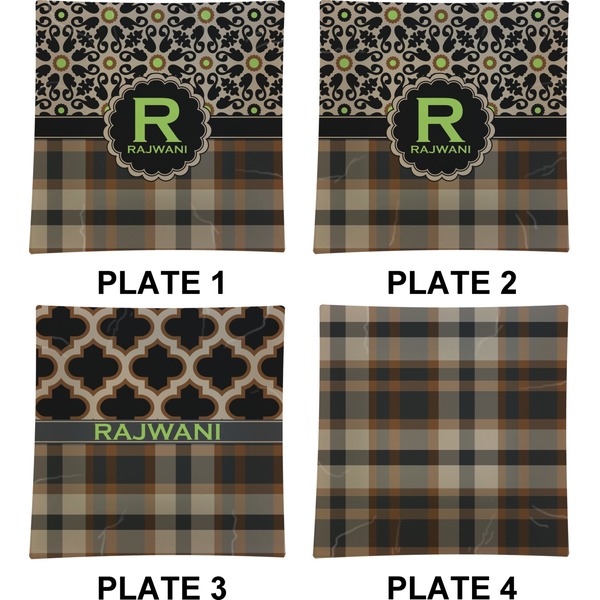 Moroccan Mosaic & Plaid Set of Square Dinner Plates (Approval)