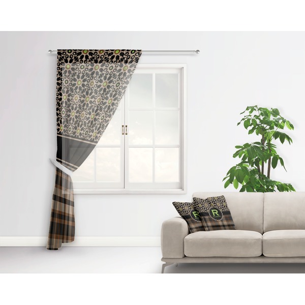 Moroccan Mosaic & Plaid Sheer Curtain With Window and Rod - in Room Matching Pillow