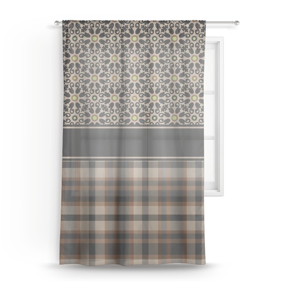 Custom Moroccan Mosaic & Plaid Sheer Curtain - 50"x84"