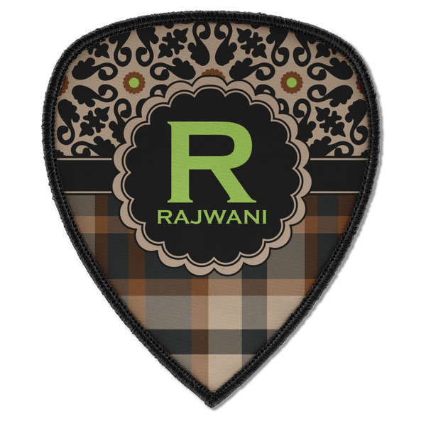 Custom Moroccan Mosaic & Plaid Iron on Shield Patch A w/ Name and Initial