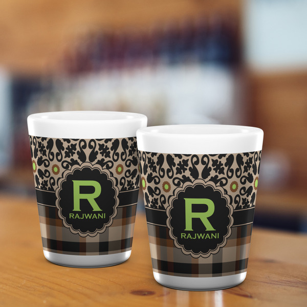 Moroccan Mosaic & Plaid Shot Glass - White - LIFESTYLE