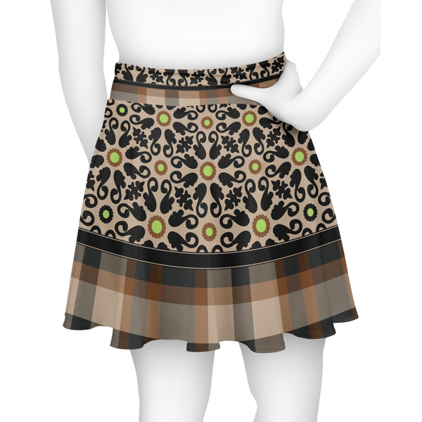 Moroccan Mosaic & Plaid Skater Skirt - Back