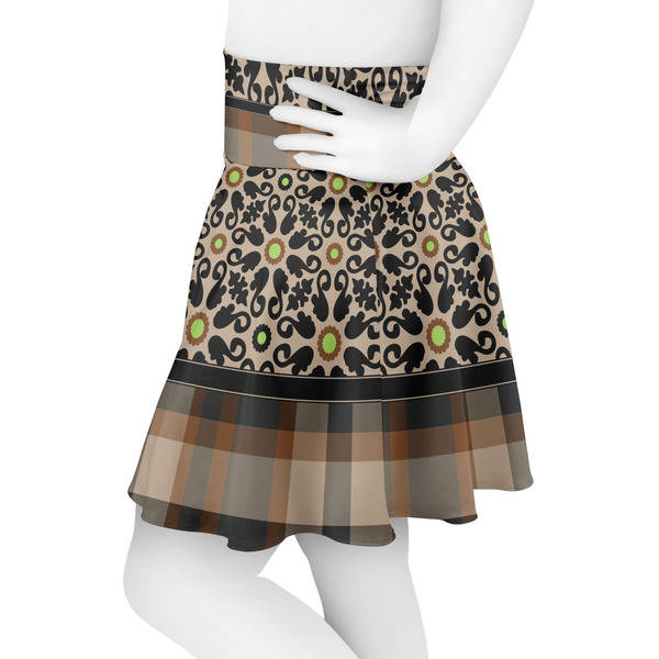 Moroccan Mosaic & Plaid Skater Skirt - Side