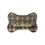 Moroccan Mosaic & Plaid Bone Shaped Dog Food Mat (Small) (Personalized)