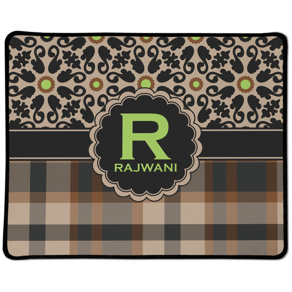 Custom Moroccan Mosaic & Plaid Large Gaming Mouse Pad - 12.5" x 10" (Personalized)