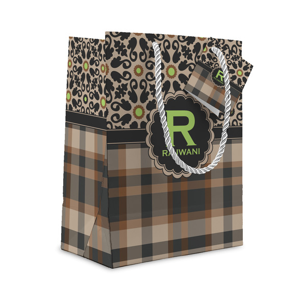 Custom Moroccan Mosaic & Plaid Small Gift Bag (Personalized)