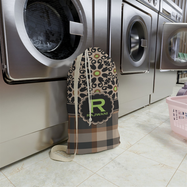 Moroccan Mosaic & Plaid Small Landry Bag - In Context