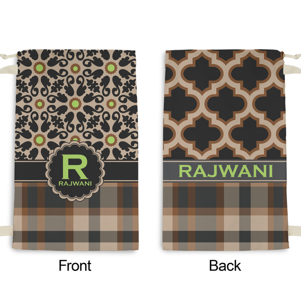 Moroccan Mosaic & Plaid Small Laundry Bag - Front & Back View