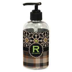 Moroccan Mosaic & Plaid Plastic Soap / Lotion Dispenser (8 oz - Small - Black) (Personalized)