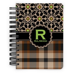 Moroccan Mosaic & Plaid Spiral Notebook - 5x7 w/ Name and Initial