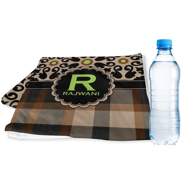 Custom Moroccan Mosaic & Plaid Sports & Fitness Towel (Personalized)