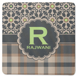 Moroccan Mosaic & Plaid Square Rubber Backed Coaster (Personalized)