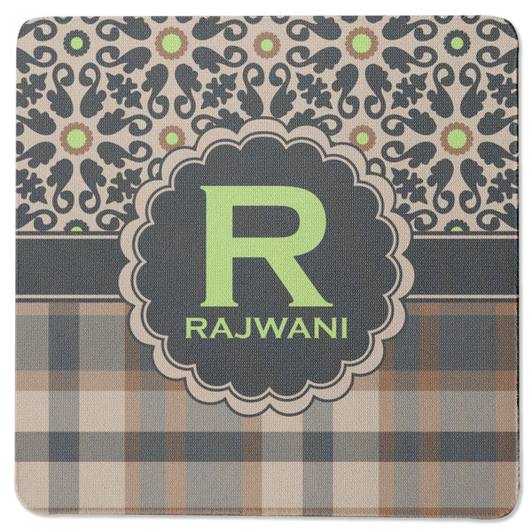 Moroccan Mosaic & Plaid Square Coaster Rubber Back - Single