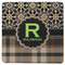 Moroccan Mosaic & Plaid Square Rubber Backed Coaster (Personalized)