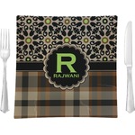 Moroccan Mosaic & Plaid 9.5" Glass Square Lunch / Dinner Plate- Single or Set of 4 (Personalized)