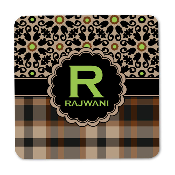 Moroccan Mosaic & Plaid Square Fridge Magnet - FRONT