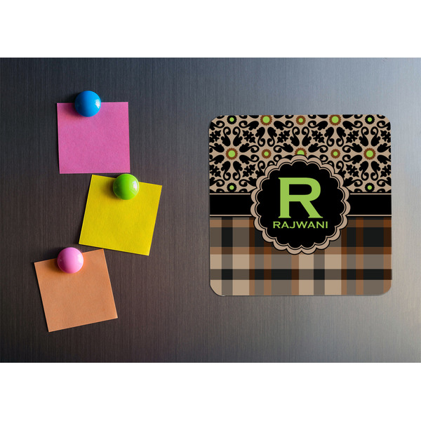 Moroccan Mosaic & Plaid Square Fridge Magnet - LIFESTYLE