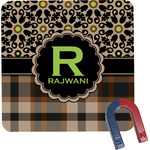 Moroccan Mosaic & Plaid Square Fridge Magnet (Personalized)