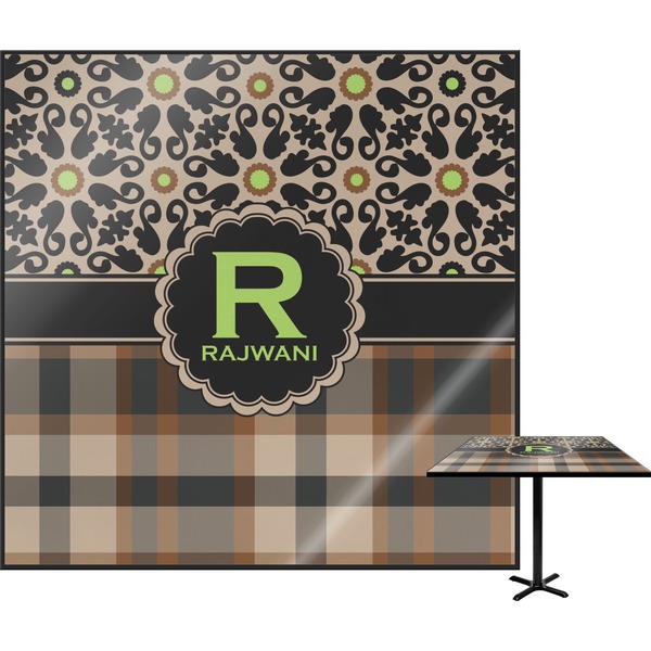 Custom Moroccan Mosaic & Plaid Square Table Top - 30" (Personalized)