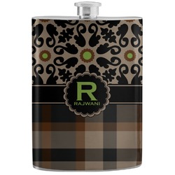 Moroccan Mosaic & Plaid Stainless Steel Flask (Personalized)