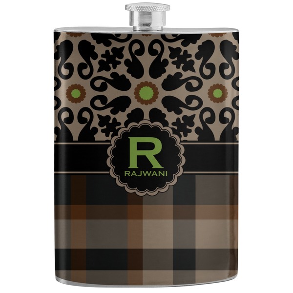 Custom Moroccan Mosaic & Plaid Stainless Steel Flask (Personalized)