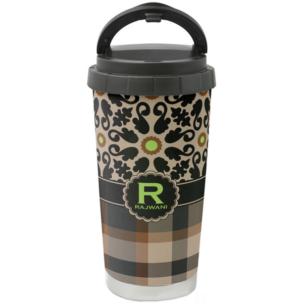Custom Moroccan Mosaic & Plaid Stainless Steel Coffee Tumbler (Personalized)