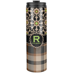 Moroccan Mosaic & Plaid Stainless Steel Skinny Tumbler - 20 oz (Personalized)