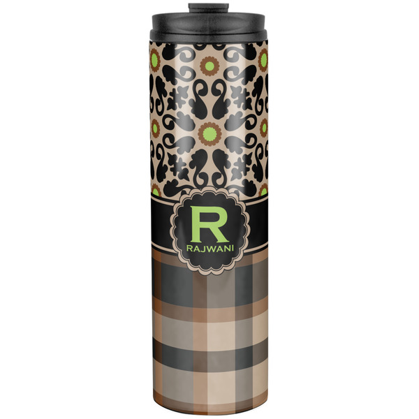 Custom Moroccan Mosaic & Plaid Stainless Steel Skinny Tumbler - 20 oz (Personalized)