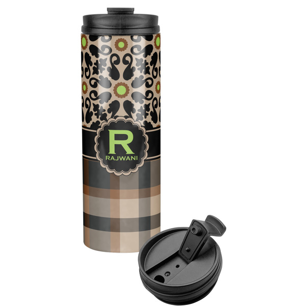 Custom Moroccan Mosaic & Plaid Stainless Steel Skinny Tumbler (Personalized)
