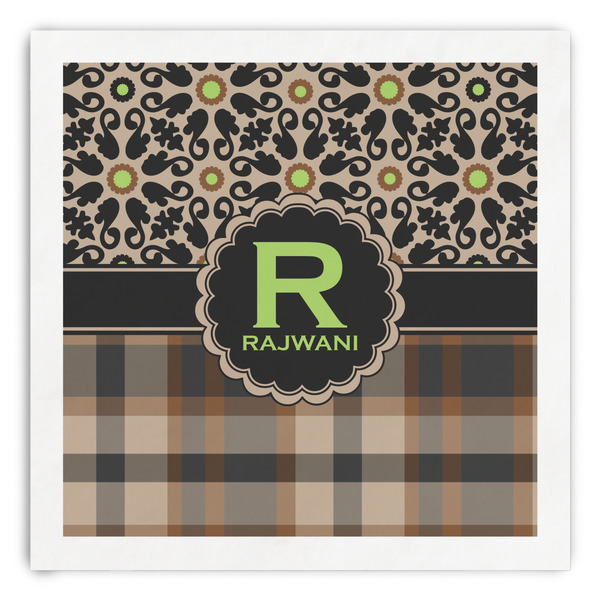 Custom Moroccan Mosaic & Plaid Paper Dinner Napkins (Personalized)