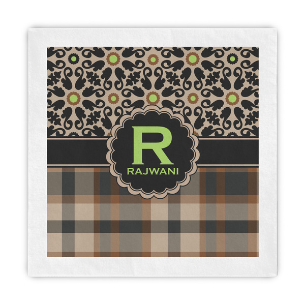 Custom Moroccan Mosaic & Plaid Standard Decorative Napkins (Personalized)