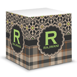 Moroccan Mosaic & Plaid Sticky Note Cube (Personalized)