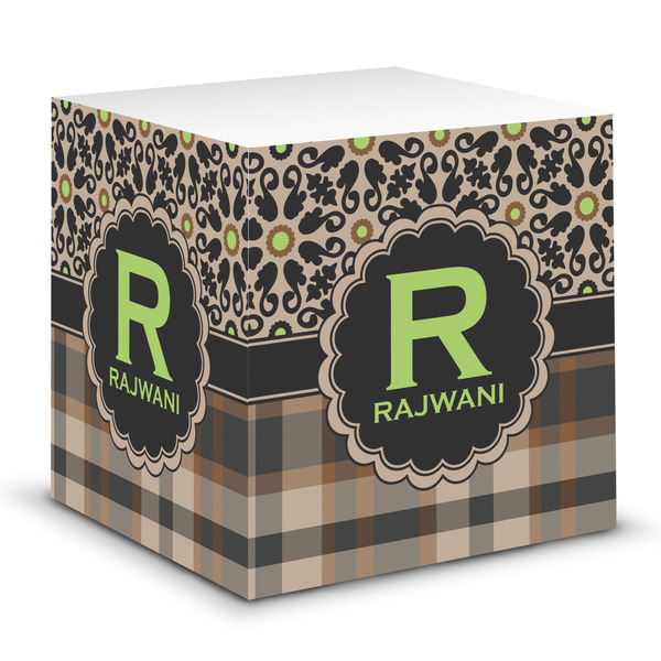 Custom Moroccan Mosaic & Plaid Sticky Note Cube (Personalized)